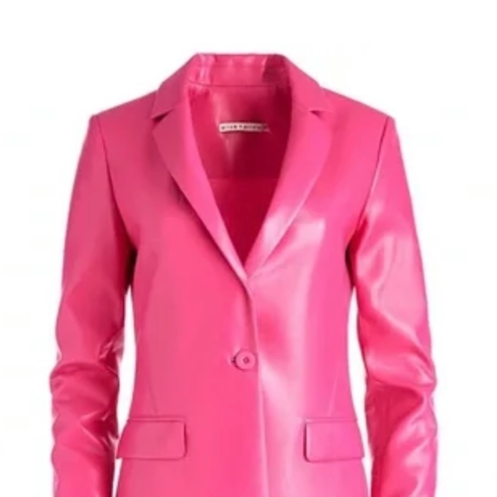 VEGAN LEATHER NOTCH COLLAR LONG BLAZER brand new, but tags have been removed.